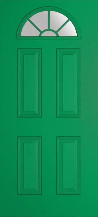 Cannes Grid Lite composite door in Signal Green with Satin glass