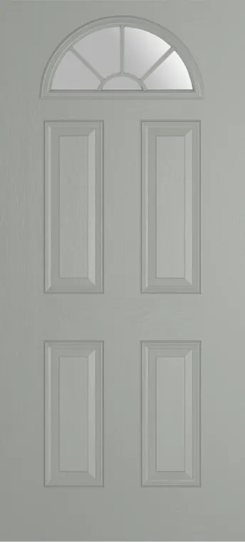 Cannes Grid Lite composite door in Silver Grey with Satin glass