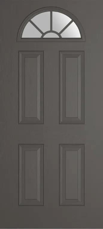 Cannes Grid Lite composite door in Slate Grey with Satin glass