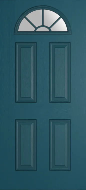Cannes Grid Lite composite door in Tranquil Blue with Satin glass
