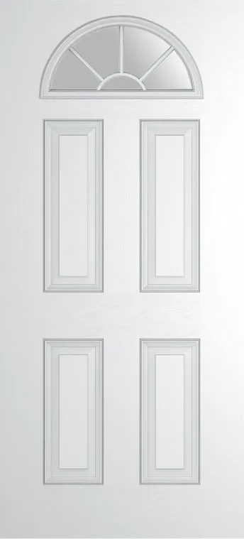 Cannes Grid Lite composite door in White with Satin glass