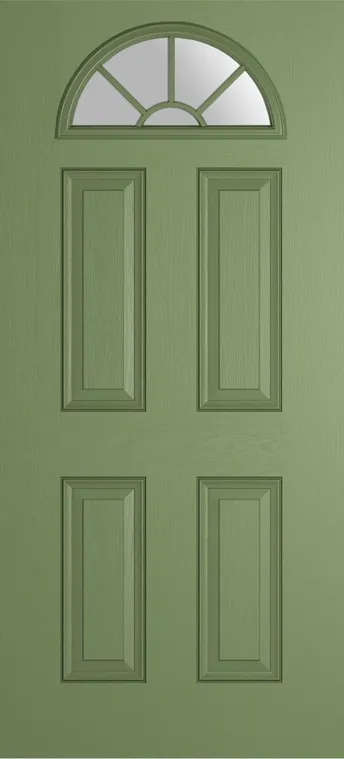 Cannes Grid Lite composite door in Woodland Green with Satin glass