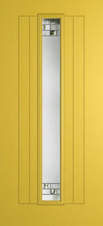 Genoa composite door in Canary Yellow with Horizon glass