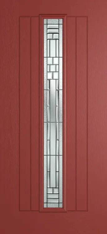 Genoa composite door in Red with New Orleans glass