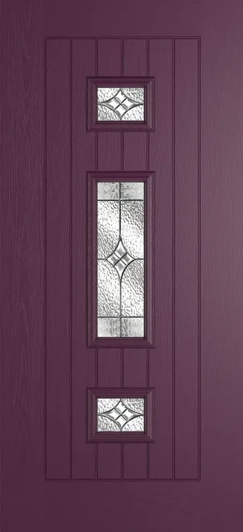 Helsinki composite door in Aubergine with Elegance glass