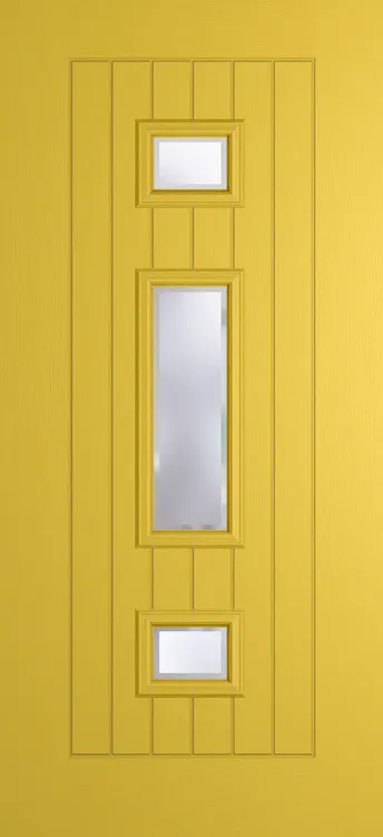 Helsinki composite door in Canary Yellow with Kensington glass