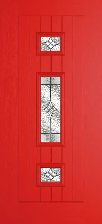 Helsinki composite door in Candy Red with Elegance glass