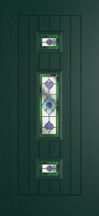 Helsinki composite door in Green with Dorchester Green glass