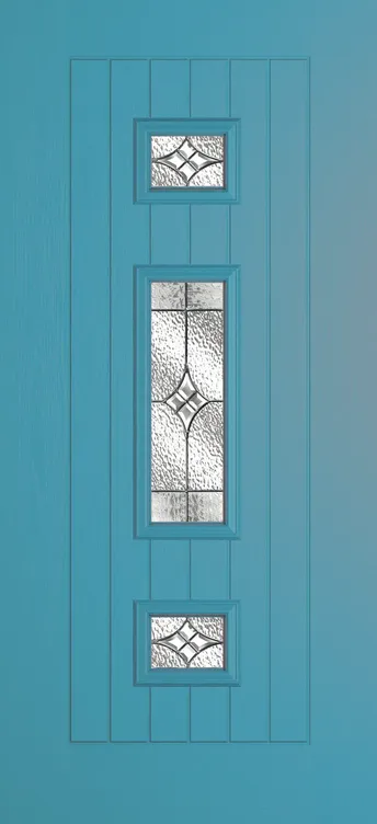Helsinki composite door in Light Blue with Elegance glass