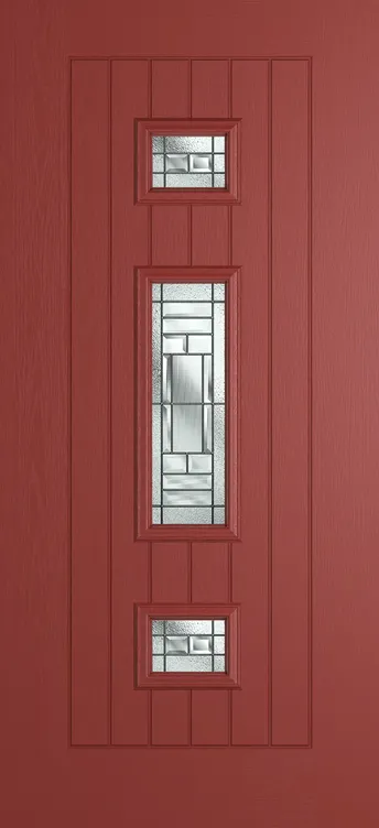 Helsinki composite door in Red with New Orleans glass