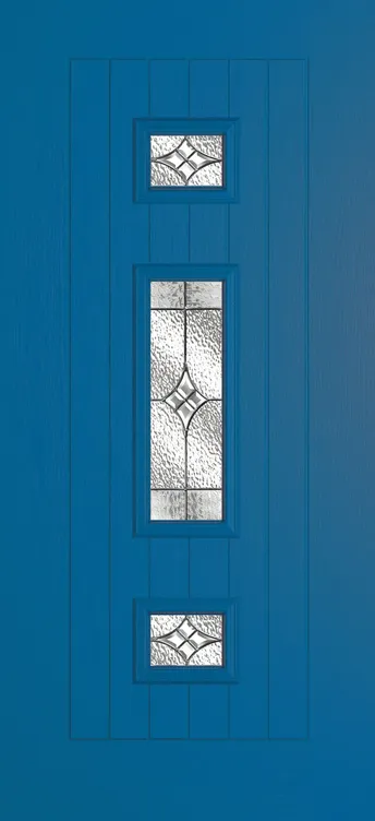 Helsinki composite door in Signal Blue with Elegance glass