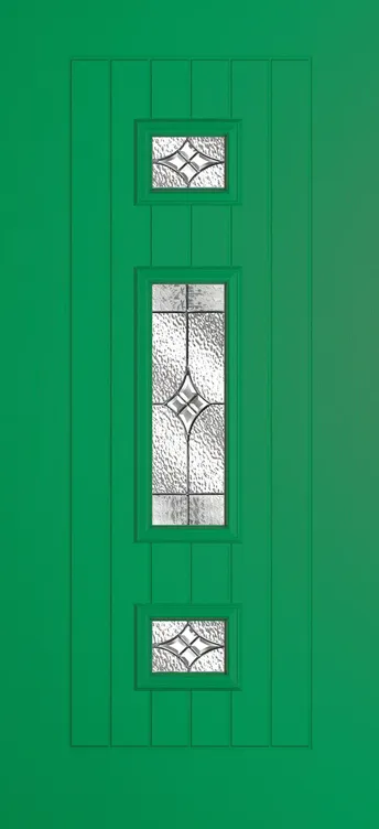 Helsinki composite door in Signal Green with Elegance glass