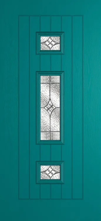 Helsinki composite door in Teal with Elegance glass