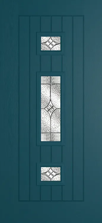 Helsinki composite door in Tranquil Blue with Elegance glass
