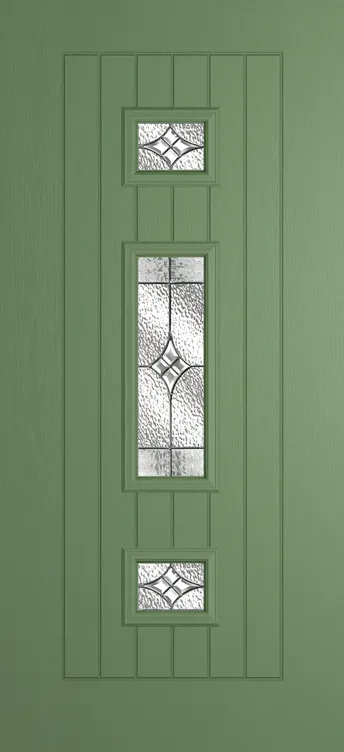 Helsinki composite door in Woodland Green with Elegance glass
