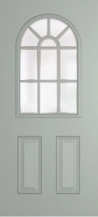 Madeira Grid Lite composite door in Agate Grey with Etch glass