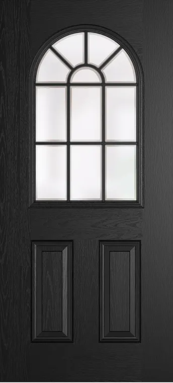 Madeira Grid Lite composite door in Black with Etch glass