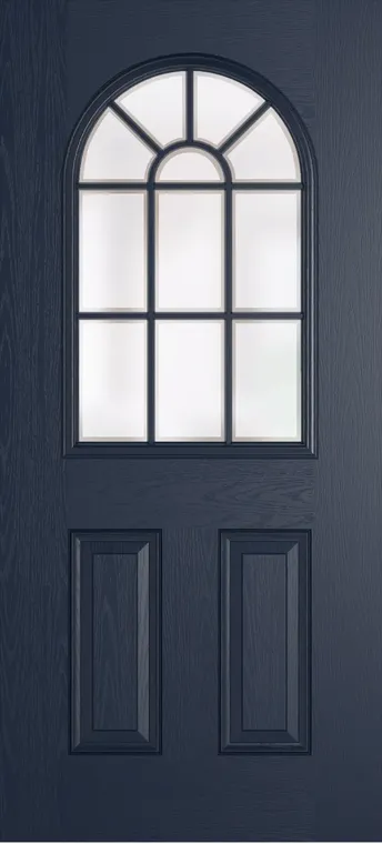 Madeira Grid Lite composite door in Blue with Etch glass