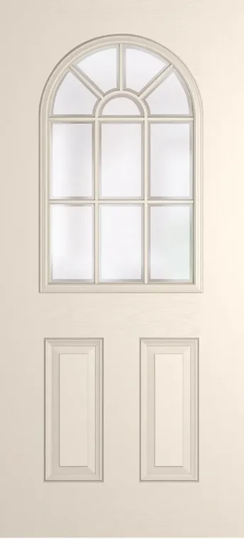 Madeira Grid Lite composite door in Cream with Etch glass