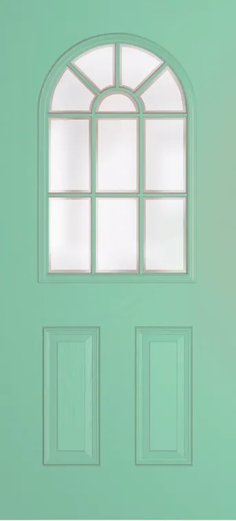 Madeira Grid Lite composite door in Pastel Turquoise with Etch glass