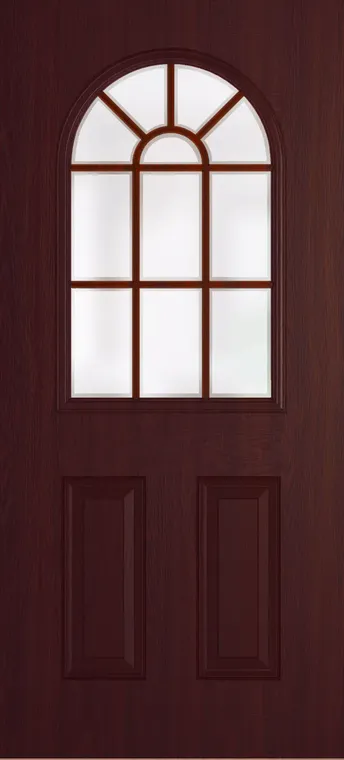 Madeira Grid Lite composite door in Rosewood with Etch glass