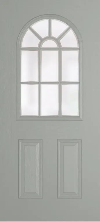 Madeira Grid Lite composite door in Silver Grey with Etch glass