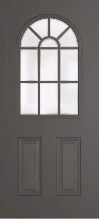 Madeira Grid Lite composite door in Slate Grey with Etch glass
