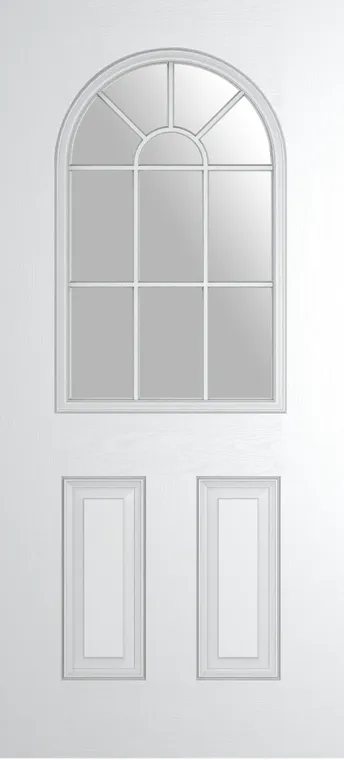 Madeira Grid Lite composite door in White with Satin glass