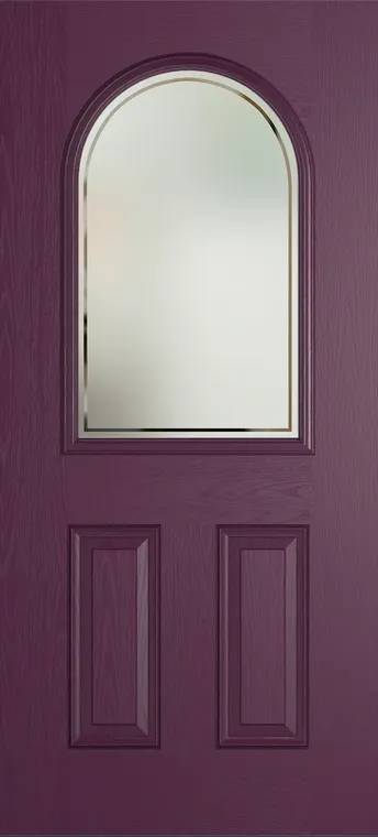 Madeira composite door in Aubergine with Victorian Border glass