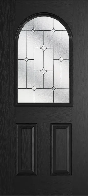 Madeira composite door in Black with Zinc Art Star glass