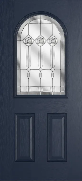 Madeira composite door in Blue with Crystal Flowers glass