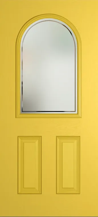 Madeira composite door in Canary Yellow with Victorian Border glass
