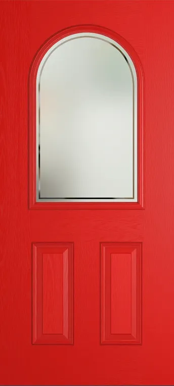 Madeira composite door in Candy Red with Victorian Border glass