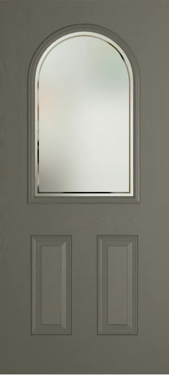 Madeira composite door in Dolphin Grey with Victorian Border glass