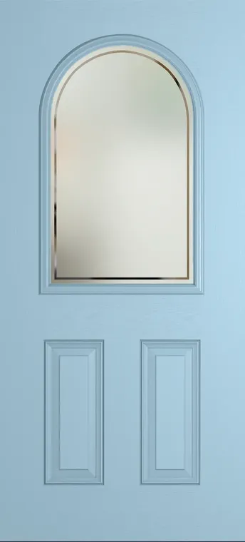 Madeira composite door in Duck Egg Blue with Victorian Border glass