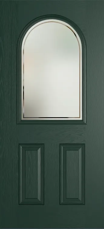 Madeira composite door in Green with Victorian Border glass