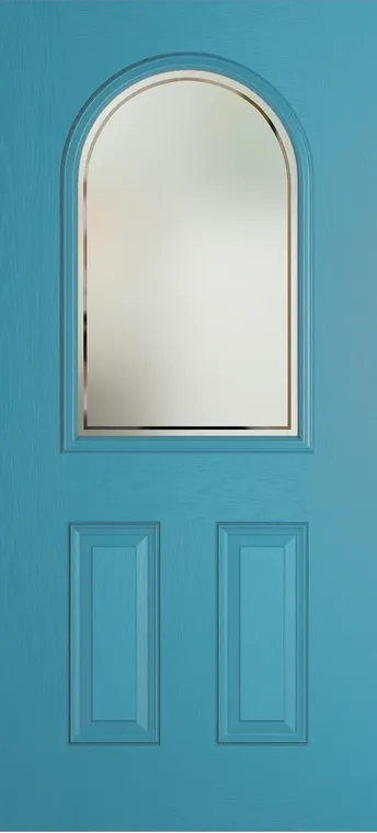 Madeira composite door in Light Blue with Victorian Border glass