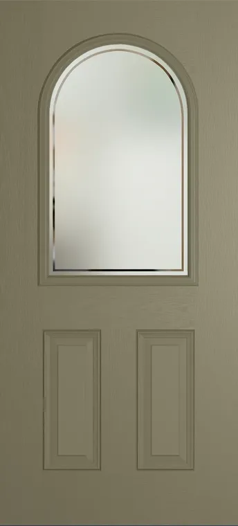 Madeira composite door in Olive Grey with Victorian Border glass