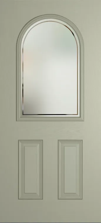 Madeira composite door in Pebble Grey with Victorian Border glass