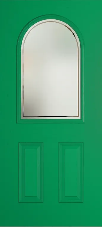 Madeira composite door in Signal Green with Victorian Border glass