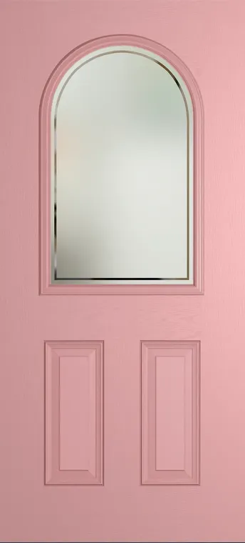 Madeira composite door in Sweet Pink with Victorian Border glass