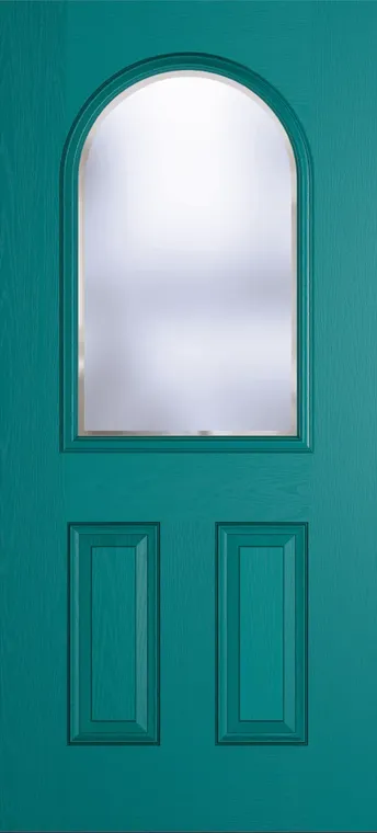 Madeira composite door in Teal with Kensington glass