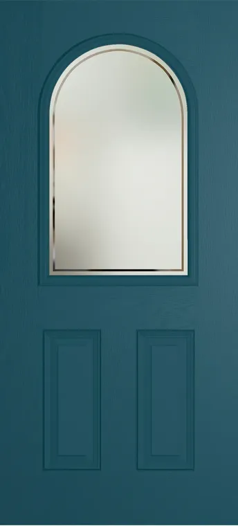 Madeira composite door in Tranquil Blue with Victorian Border glass