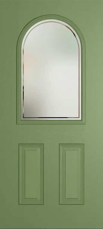 Madeira composite door in Woodland Green with Victorian Border glass