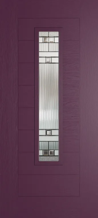Madrid 1219 composite door in Aubergine with Manhattan glass