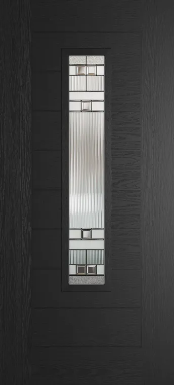 Madrid 1219 composite door in Black with Manhattan glass