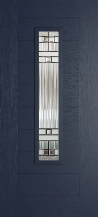 Madrid 1219 composite door in Blue with Manhattan glass