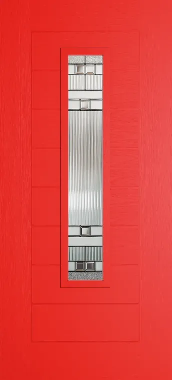Madrid 1219 composite door in Candy Red with Manhattan glass