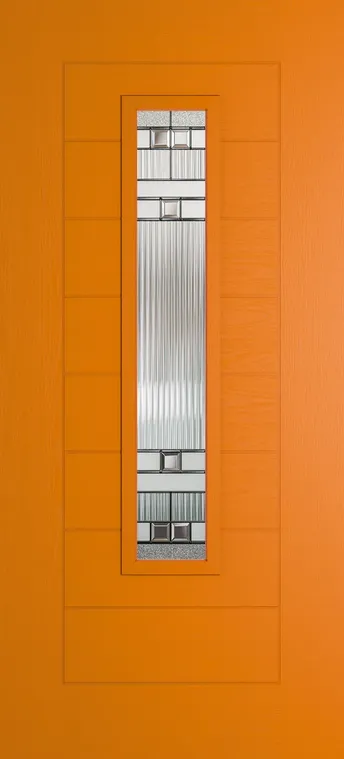 Madrid 1219 composite door in Clementine with Manhattan glass