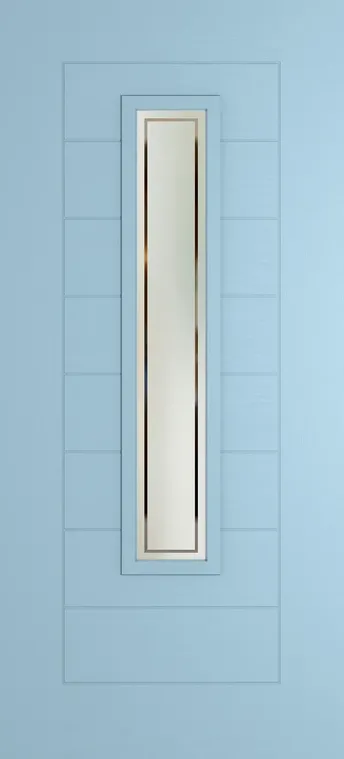 Madrid 1219 composite door in Duck Egg Blue with Victorian Border glass